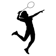 cute girl play badminton silhouette