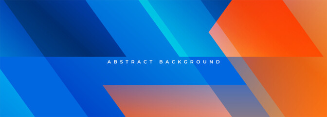 Orange and blue modern abstract wide banner with geometric shapes. Blue and orange business abstract background vector illustration