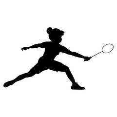 cute girl play badminton silhouette