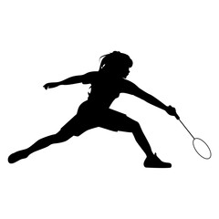 cute girl play badminton silhouette