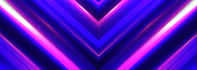 Blue and pink blowing horizontal arrows on a wide abstract background. Vector illustration banner