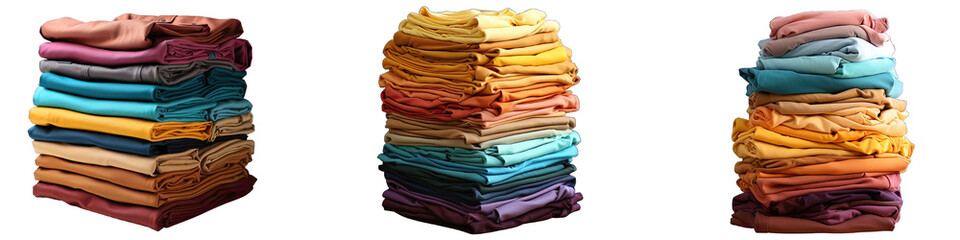 Color Palette: A Neatly Arranged Stack of T-Shirts in Various Hues - Generative AI