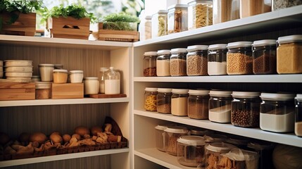 home storage area organize management home interior design pantry shelf and storage for store food and stuff in kitchen home design 