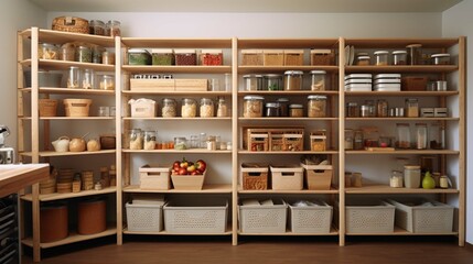 home storage area organize management home interior design pantry shelf and storage for store food and stuff in kitchen home design 