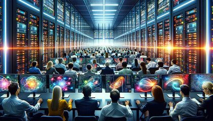 Dynamic IT Professionals Engaged in High-Tech Data Center