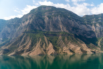 Irganai reservoir in Dagestan. Picturesque lake in the Caucasus mountains.