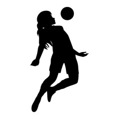 Fototapeta na wymiar cute girl play soccer silhouette