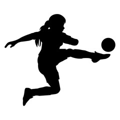 Fototapeta na wymiar cute girl play soccer silhouette