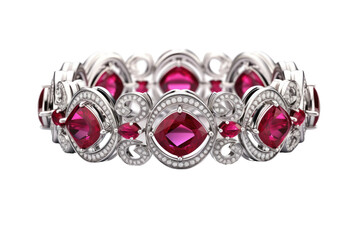 Exquisite Ruby Bracelet Isolated On Transparent Background.