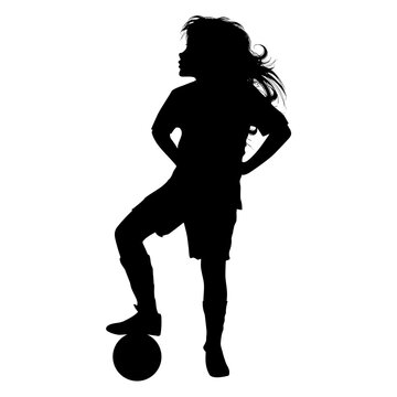 recommend clip art: cute girl play soccer silhouette