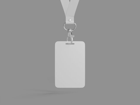 Front View White Blank ID Card badge 3D Mockup 