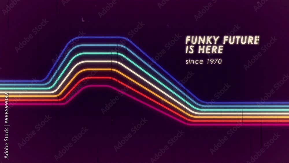 Aufkleber animated abstract 1970's background design in futuristic retro style with colorful lines.