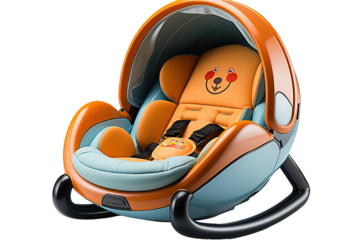 Baby on sled isolated PNG Background. Generative Ai.