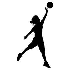 cute girl play basketball silhouette