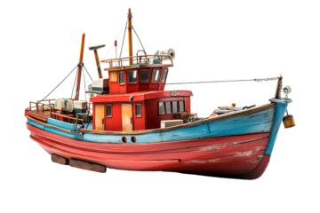 wood model barque, a type of sailing vessel, asia isolated PNG Background. Generative Ai.