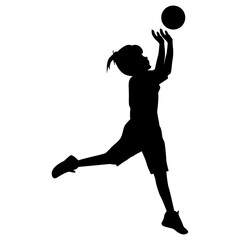 cute girl play basketball silhouette
