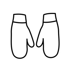 Knitted mittens isolated outline vector icon.