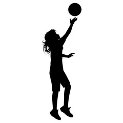 cute girl play basketball silhouette