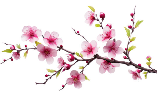 Celebrating Chinese New Year with Vibrant Plum Flowers Isolated On Transparent Background.