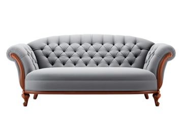 Grey sofa isolated on transparent background PNG