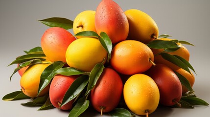 A bunch of ripe mangoes. Generative AI.