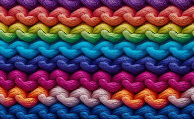 Rainbow colors knitted fabric, seamless pixel perfect pattern texture.