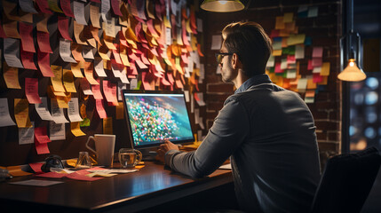 Fototapeta premium Many colorful sticky notes.