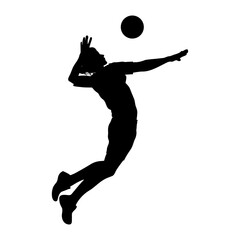 cute girl play volleyball silhouette
