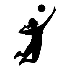 cute girl play volleyball silhouette