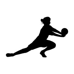 cute girl play volleyball silhouette