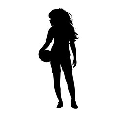 cute girl play volleyball silhouette