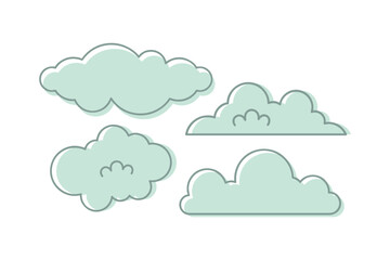 vector set of different clouds in doddle style