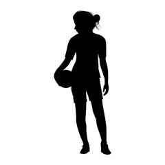 cute girl play volleyball silhouette
