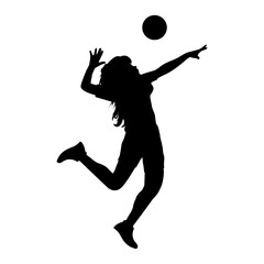 cute girl play volleyball silhouette
