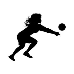 cute girl play volleyball silhouette