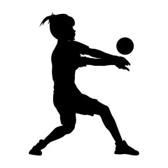 cute girl play volleyball silhouette