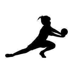 cute girl play volleyball silhouette