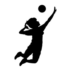 cute girl play volleyball silhouette