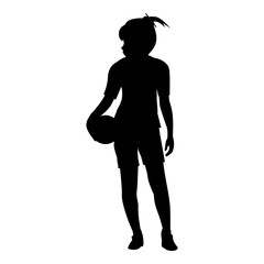 cute girl play volleyball silhouette