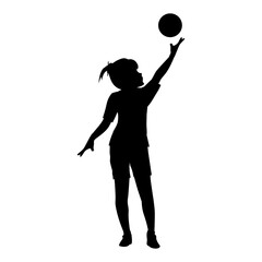 cute girl play volleyball silhouette