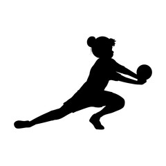cute girl play volleyball silhouette