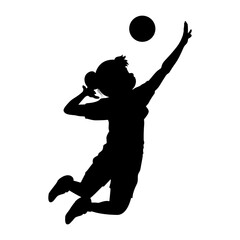 cute girl play volleyball silhouette