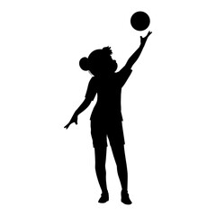 cute girl play volleyball silhouette