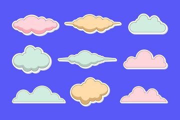 vector sticker icons hand drawn cloud