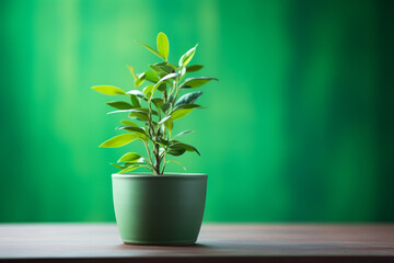 Plant in a flowerpot with copy space. Background for nature