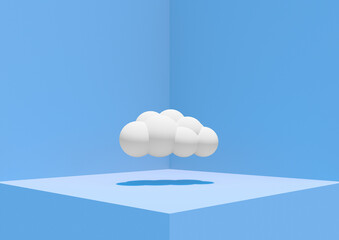 clouds floating in blue space.3D illustration