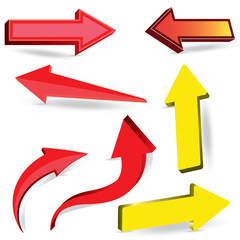 Arrow icon set. Arrow vector, Set of 3D arrows. 3D red Arrow vector illustration 