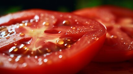 A fresh slice of red tomato