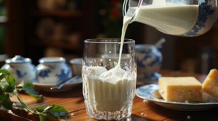 Pouring milk into a glass. - Powered by Adobe