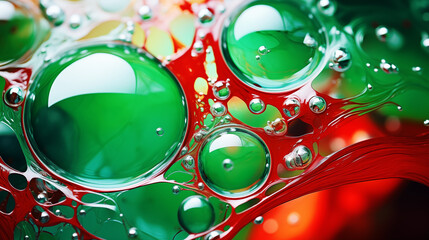 Colorful abstract background with liquid texture, bubble,green,red and white background. 3D illustration.
